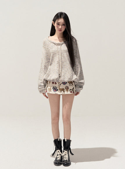Melange String Knit Top