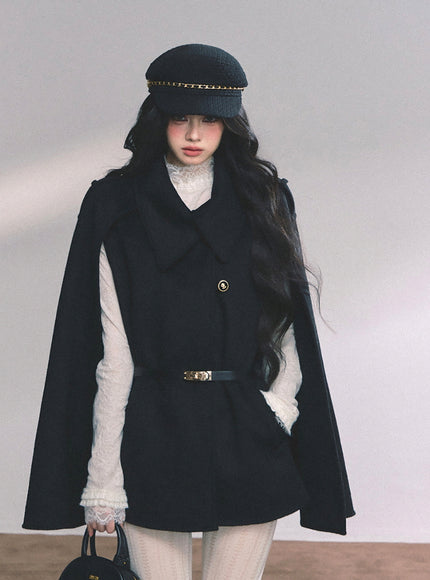 Noir Tailored Cape Coat