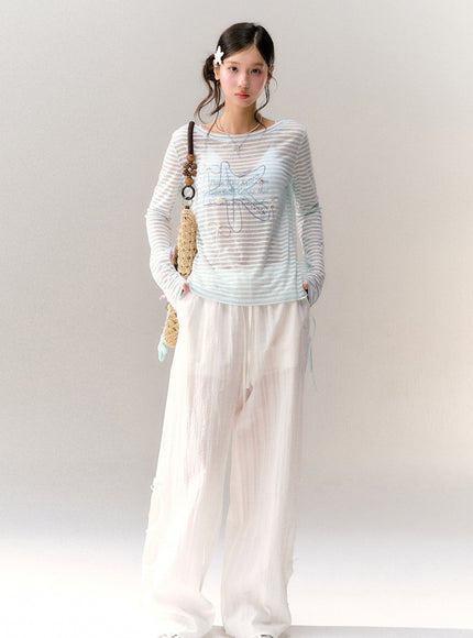 Sky Cloud Ribbon Sheer Tee