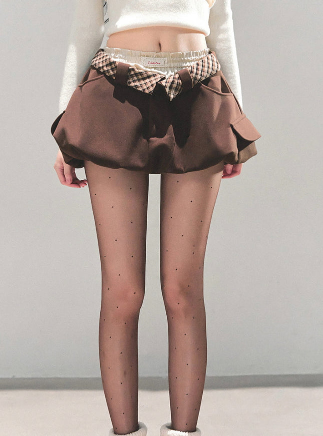 Street Check Overlay Shorts - Brown