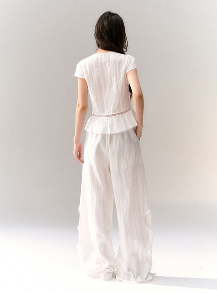 Soft Muse Ruffle White Blouse Set