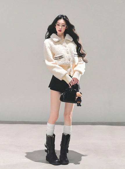 Bouclé Pearl Button Jacket