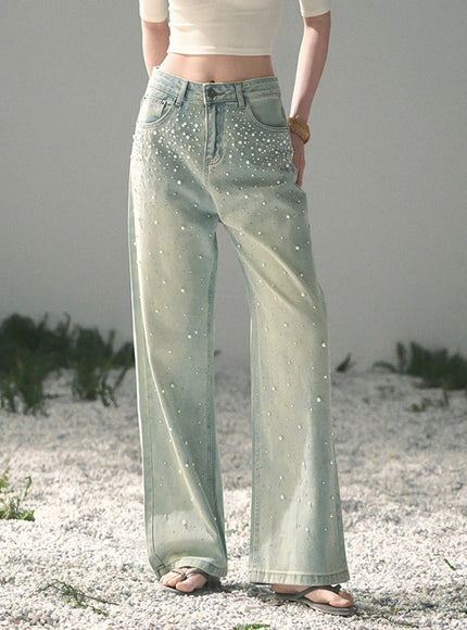 Dewdrop Denim Pants - Light Blue