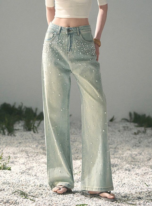 Dewdrop Denim Pants - Light Blue