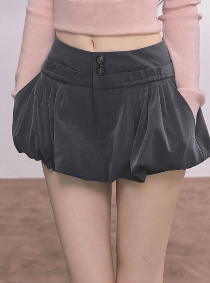 Bubble Hem Mini Skort - Gray