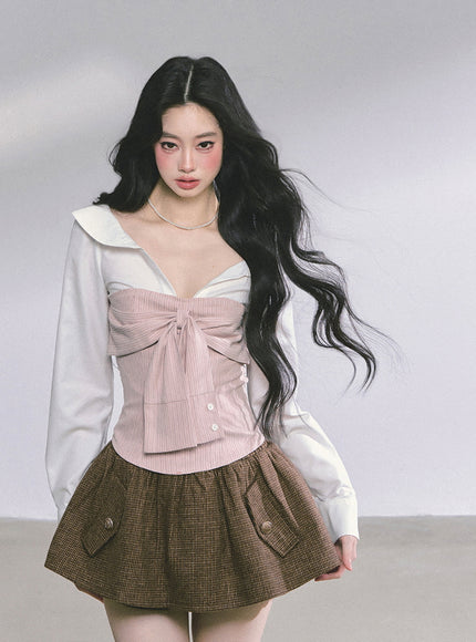 Bow Silhouette Blouse - Pink