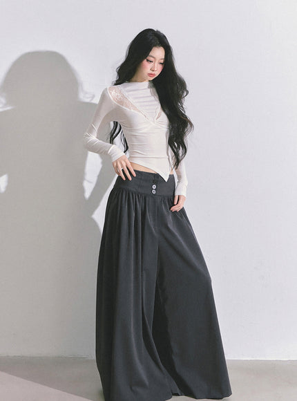 Bloom Lace V-Drape Top - White