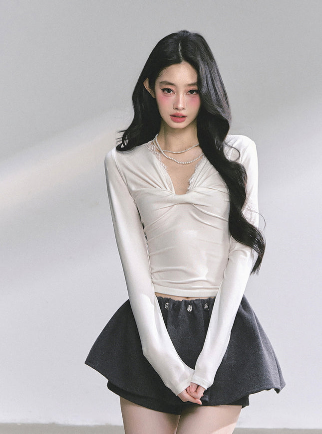 Luna Satin Top - White