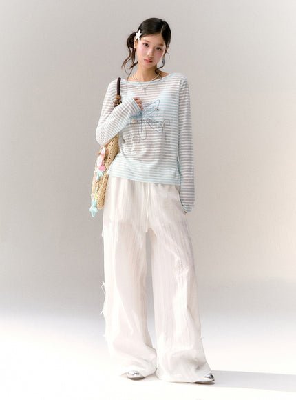 Sky Cloud Ribbon Sheer Tee