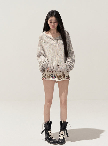 Melange String Knit Top