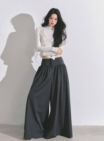 Bloom Lace V-Drape Top - White