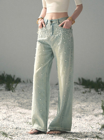 Dewdrop Denim Pants - Light Blue