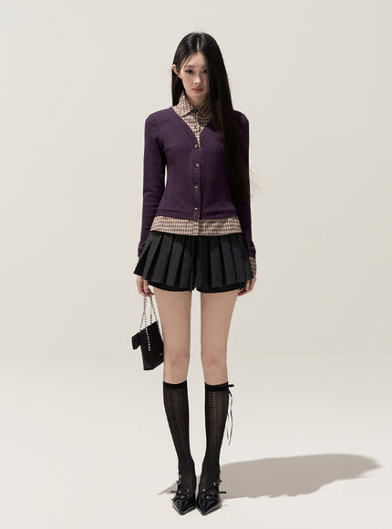 Lumi Check Layered Top - Purple