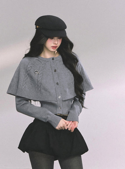 Parisienne Cape Cardigan - Gray