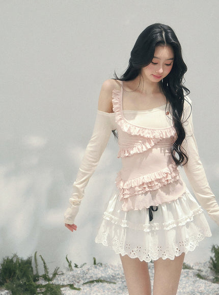 Blush Ruffle Layer Top