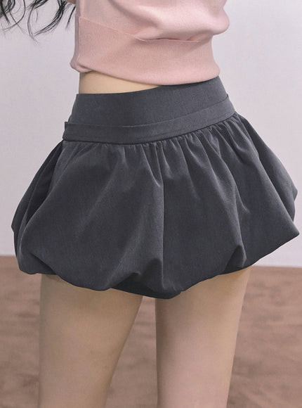 Bubble Hem Mini Skort - Gray