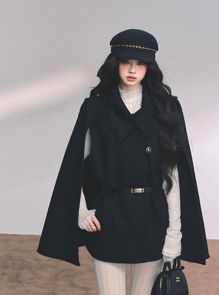 Noir Tailored Cape Coat