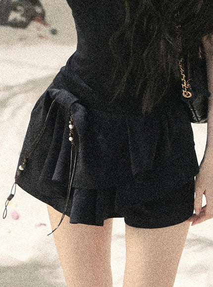 Willow Ruffle Skort - Black