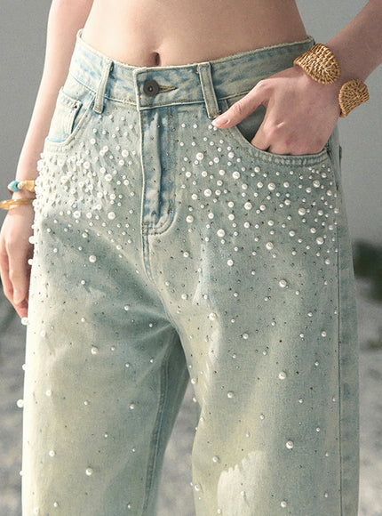 Dewdrop Denim Pants - Light Blue