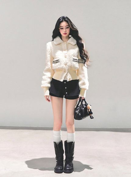 Bouclé Pearl Button Jacket