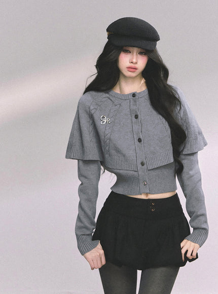 Parisienne Cape Cardigan - Gray