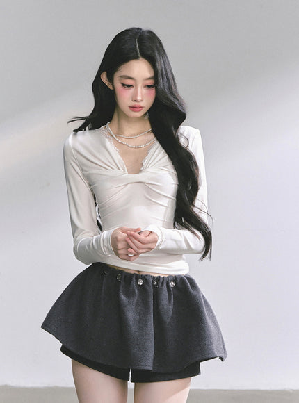 Luna Satin Top - White