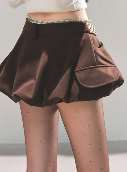 Street Check Overlay Shorts - Brown