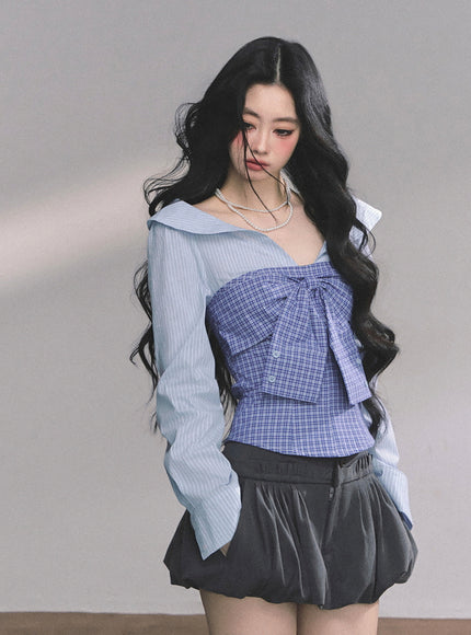 Bow Silhouette Blouse - Blue