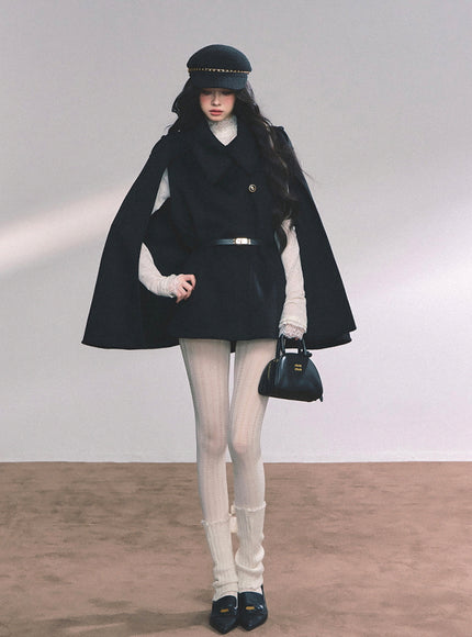 Noir Tailored Cape Coat
