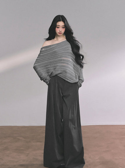 Poetic Flow Knit Top - Gray