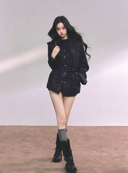 Command Charm Leather Jacket - Black