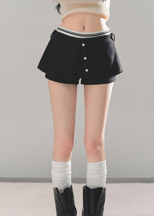 Layered Skort Shorts - Black