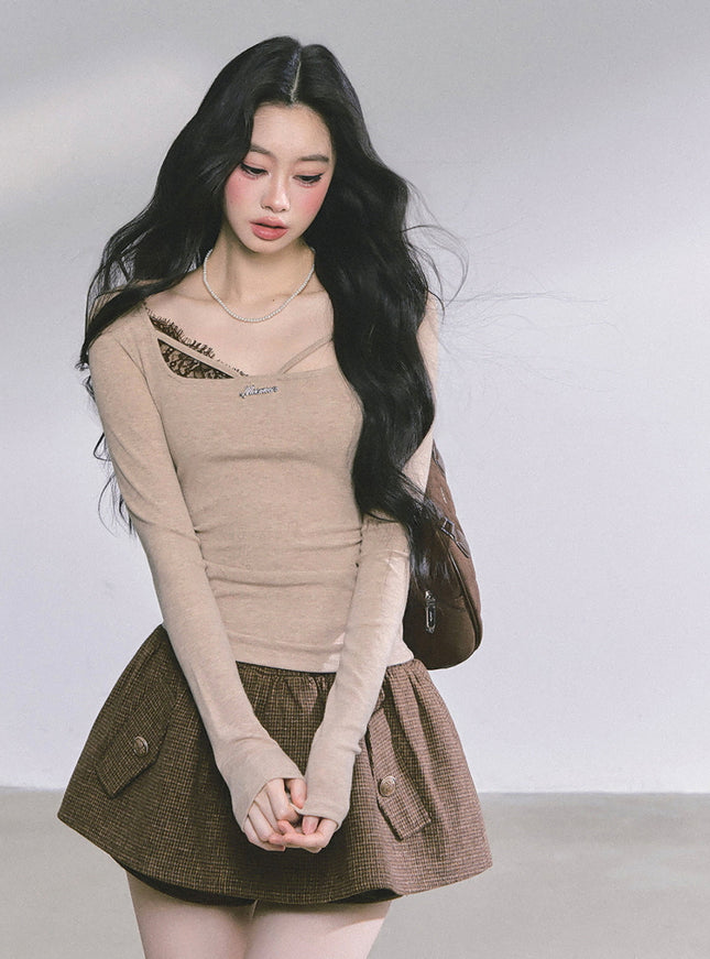 Hidden Allure Top - Brown