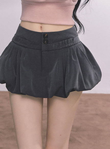 Bubble Hem Mini Skort - Gray