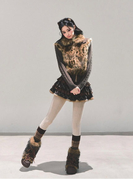 Wild Fawn Fur Knit Jacket