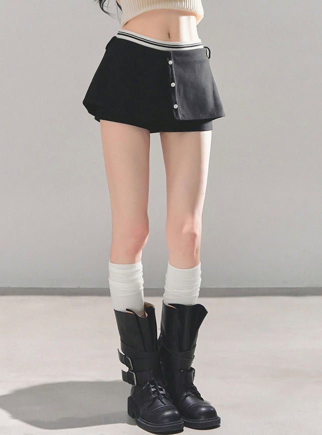 Layered Skort Shorts - Black
