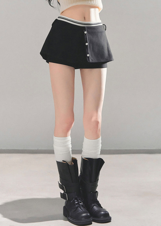 Layered Skort Shorts - Black