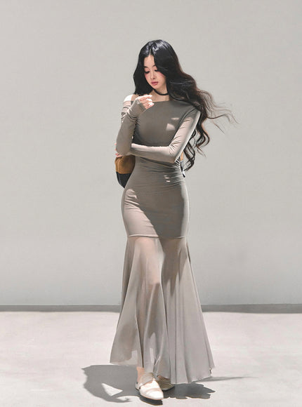 Ethereal Off-Shoulder Mesh Dress