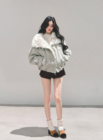 Winter Cloud Shearling Jacket - Light Blue