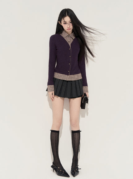 Lumi Check Layered Top - Purple