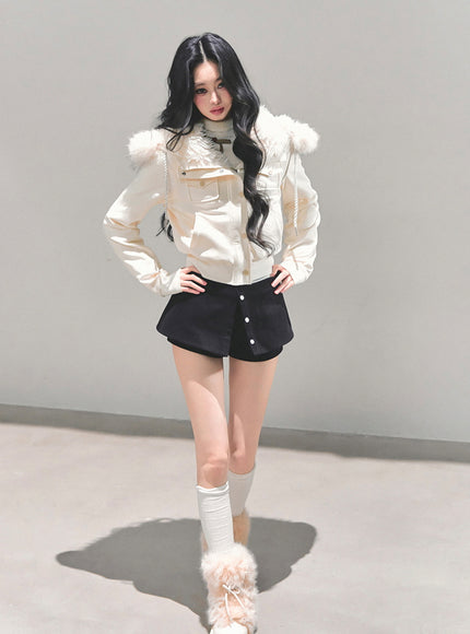 Urban Fur Accent Jacket - White