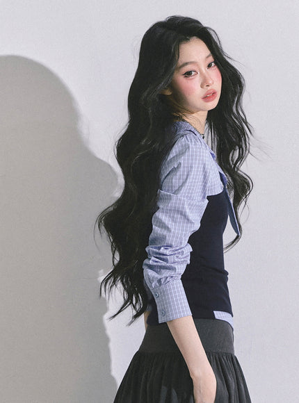 Sculpted Ribbon Top - Blue