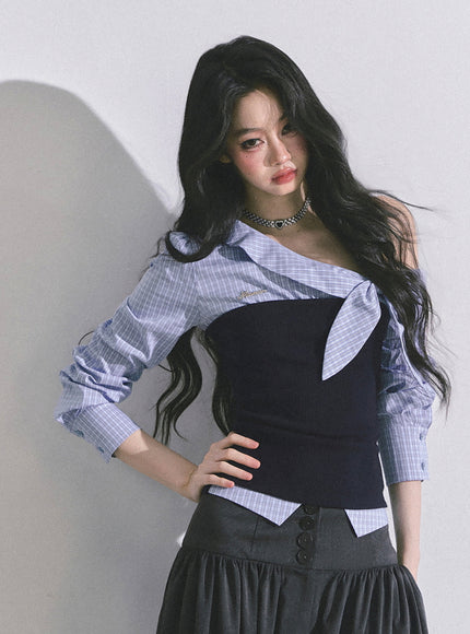 Sculpted Ribbon Top - Blue