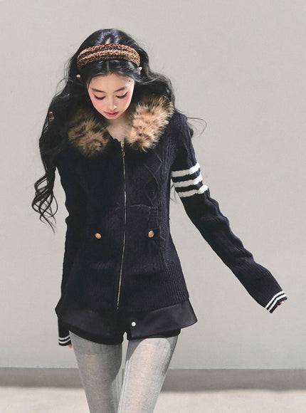 Faux Fur Academy Jacket - Black