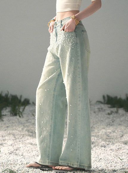 Dewdrop Denim Pants - Light Blue