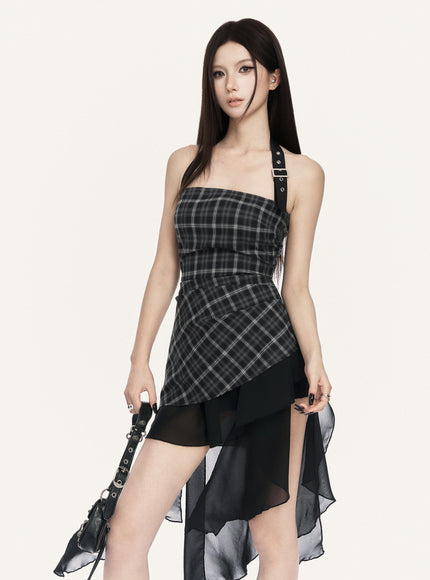 Phantom Plaid Layer Mini Dress