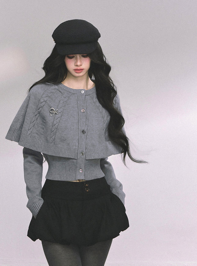 Parisienne Cape Cardigan - Gray
