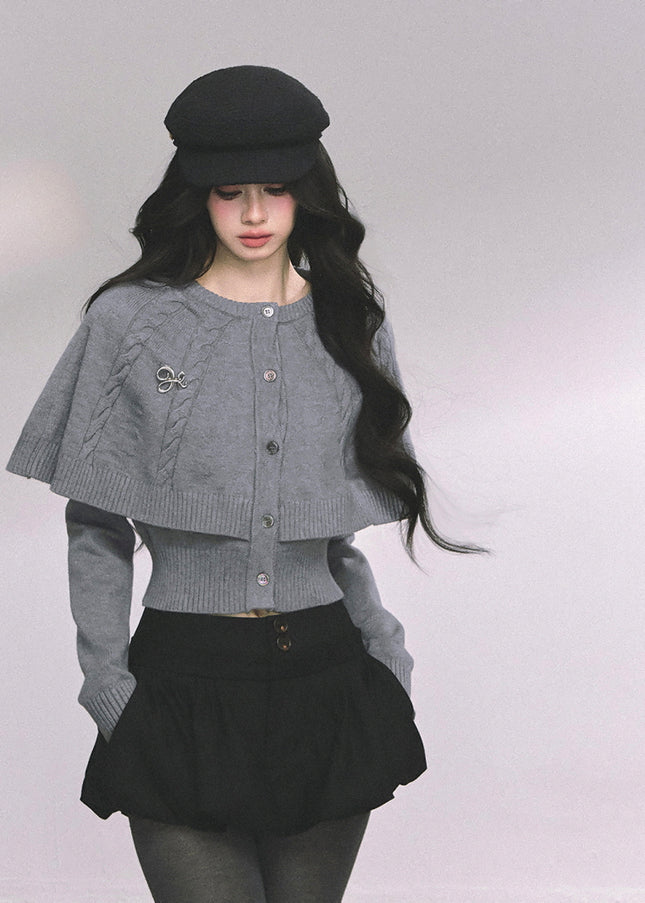 Parisienne Cape Cardigan - Gray