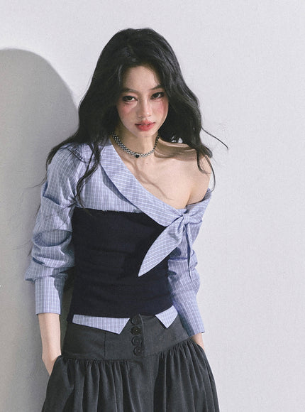 Sculpted Ribbon Top - Blue