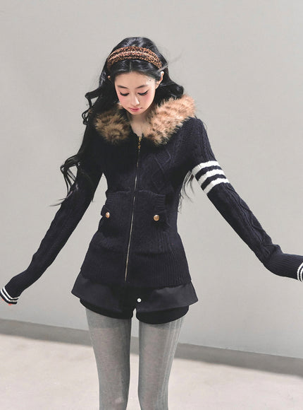 Faux Fur Academy Jacket - Black